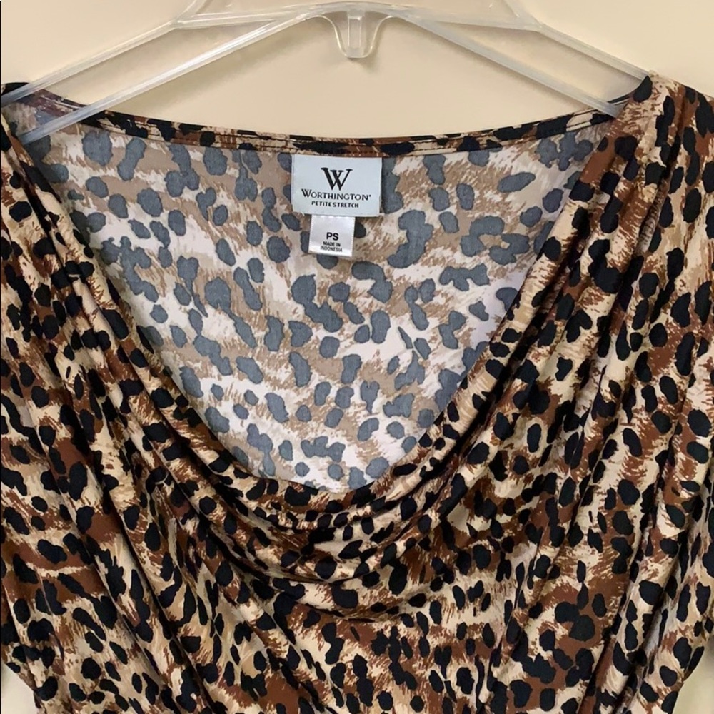 PS Ruched Animal Print Top by Worthington - Picture 5 of 7